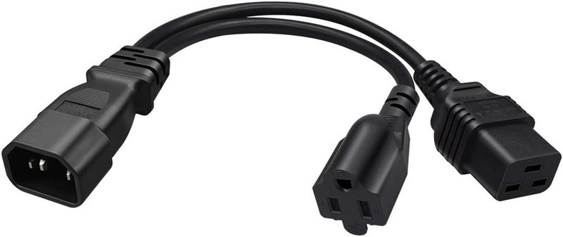 TEWOXIN IEC320 C14 to C19 + NEMA 5-15R Y Splitter Power Cord for PDU/UPS Server Racks & US Standard Socket Equipment(1FT/0.3M) - Image 2